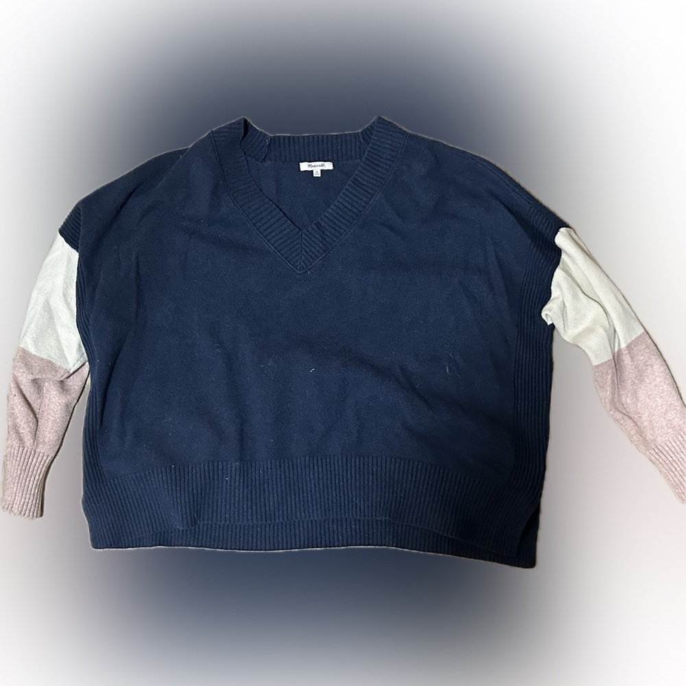Madewell Color Block V-neck Sweater